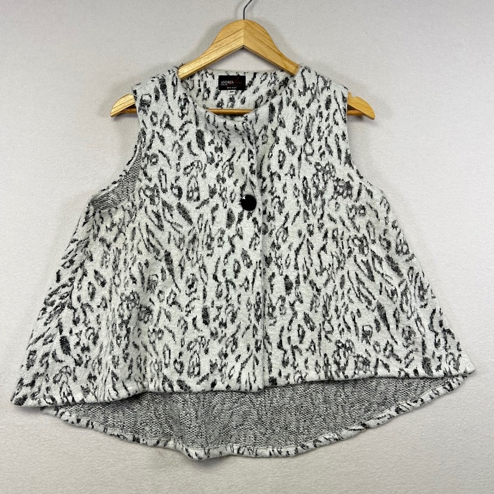 ANDRIA LIEN Collection Women's Black White‎ Animal Print Vest Medium